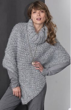 modele tricot gratuit poncho femme